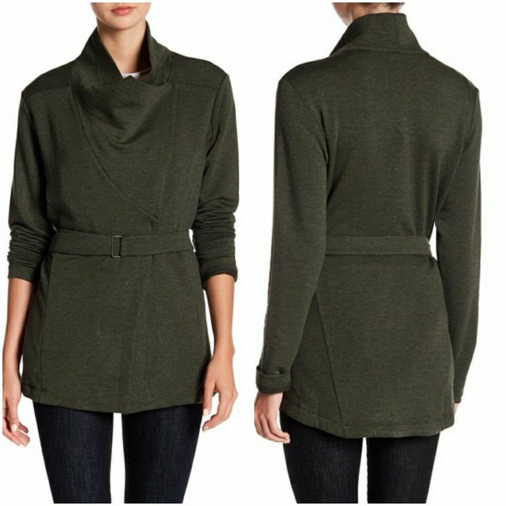 NWT Long Gray Fleece Waist Tie Jacket - Picture 4 of 8